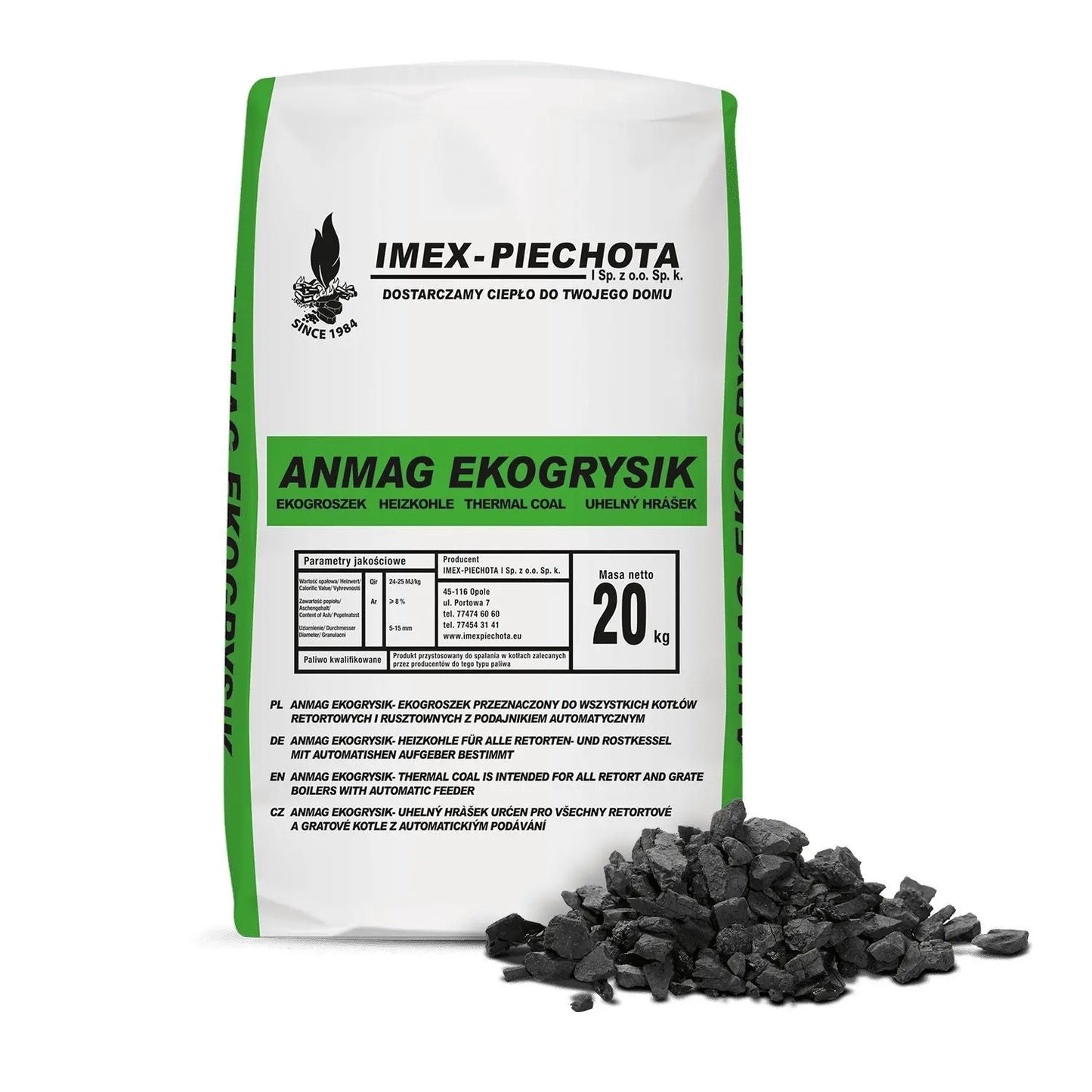 ANMAG Steinkohle 5 - 15 mm 20kg x 50 Sack 1000kg Palette