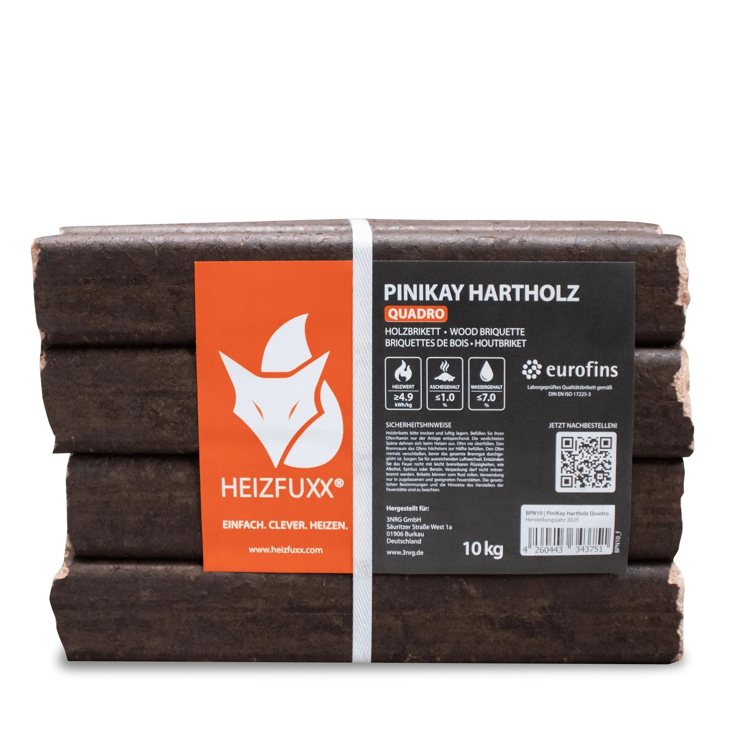 Heizfuxx PiniKay Quadro 10kg x 96 Gebinde 960kg Palette