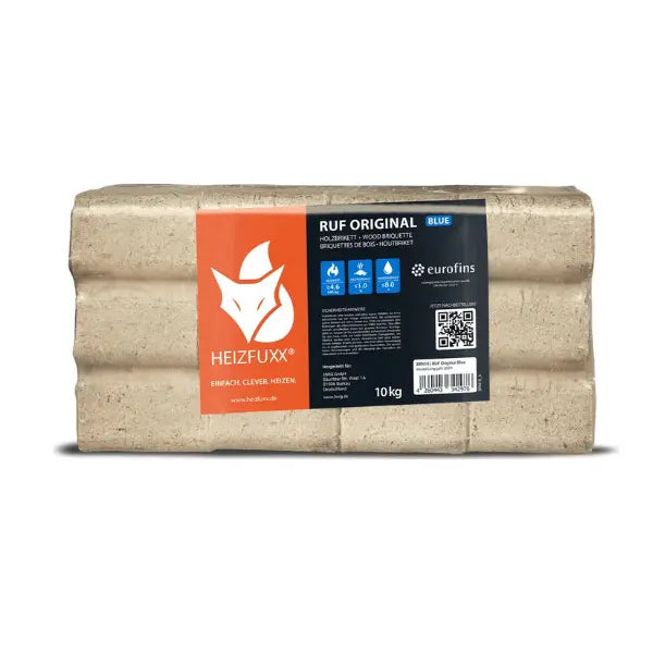 Heizfuxx Weichholzbriketts 960 kg – RUF-Form, 96 x 10 kg, DIN-zertifiziert, Palette