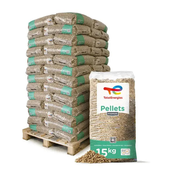 TotalEnergies Premium Holzpellets 15 kg x 65 Säcke, 975 kg Palette