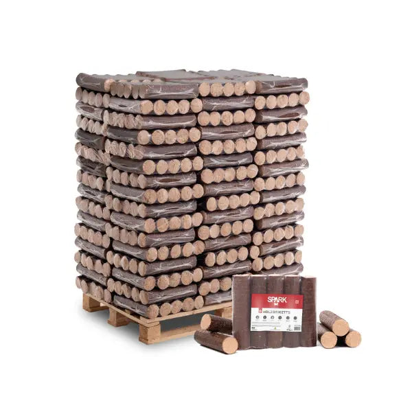 SPARK Holzbriketts rund 960 kg Palette (96 x 10 kg), aus Buchenholz, ohne Zusätze