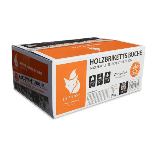 Heizfuxx Nestro Hartholzbriketts M – 972 kg Palette (81 x 12 kg) – Hartholz