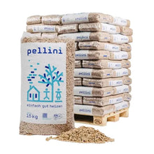 Holzpellets 6 mm Pellini – 990 kg Palette (66 x 15 kg), zertifiziert ENplus A1 & DINplus