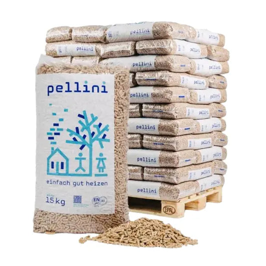 Holzpellets 6 mm Pellini – 990 kg Palette (66 x 15 kg), zertifiziert ENplus A1 & DINplus